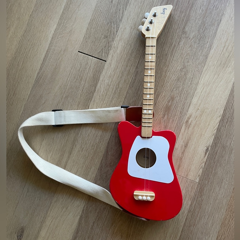 Red Loog Mini Guitar with Strap